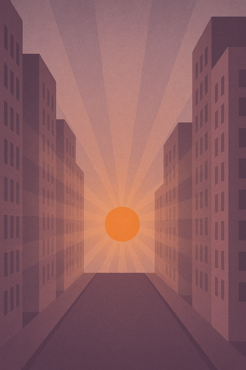 Example of a street henge with the sun aligned down a city street